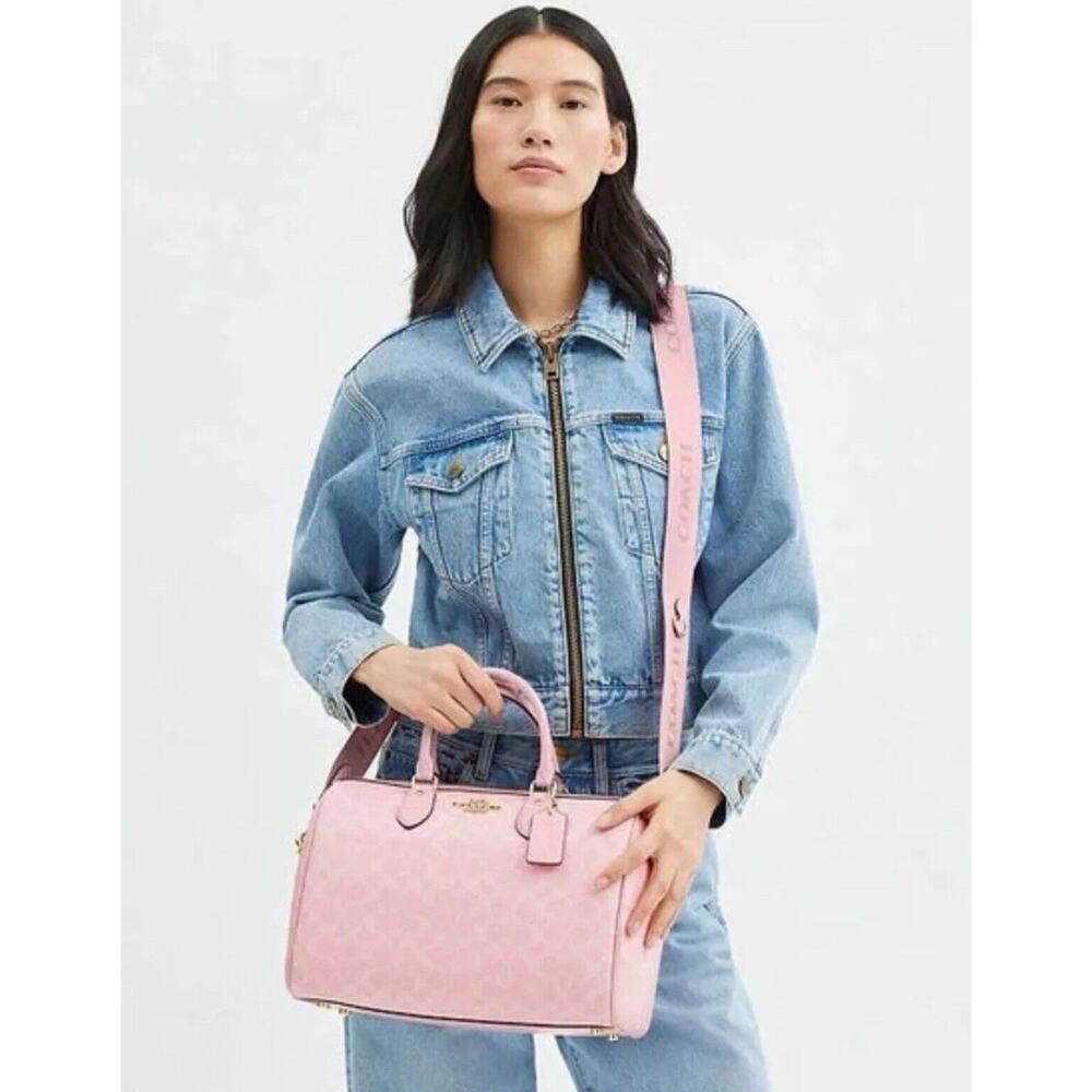 NWT Coach Rowan Large Satchel Bag In Signature Canvas CAO77 /powder pink - Picture 9 of 10